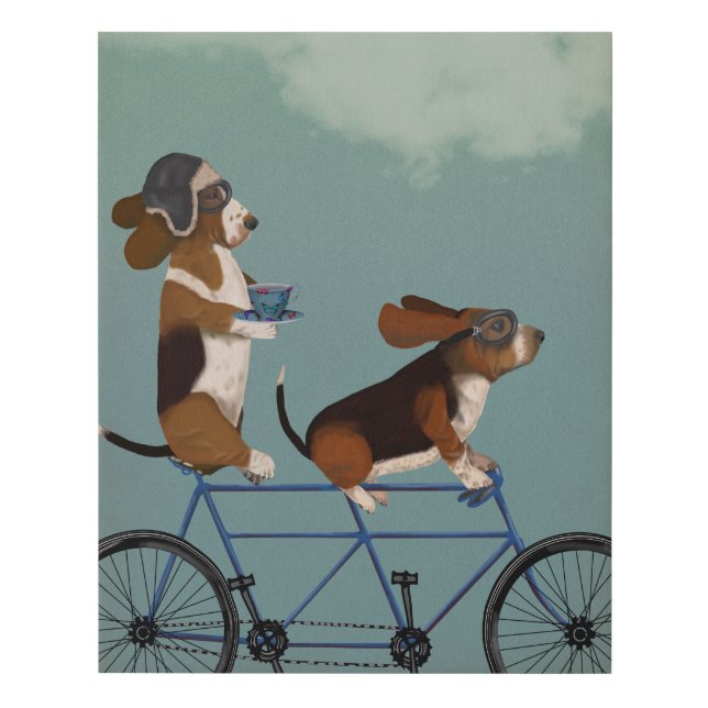 Basset Hound Tandem Faux Canvas Print (Front)