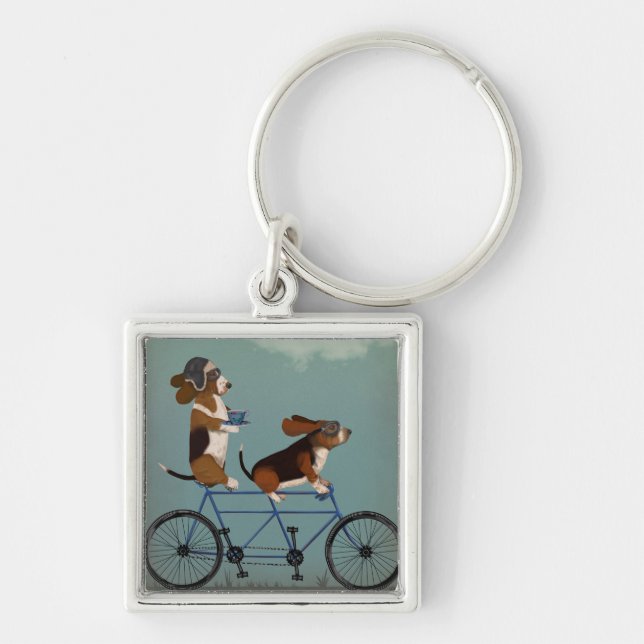 Basset Hound Tandem Keychain (Front)