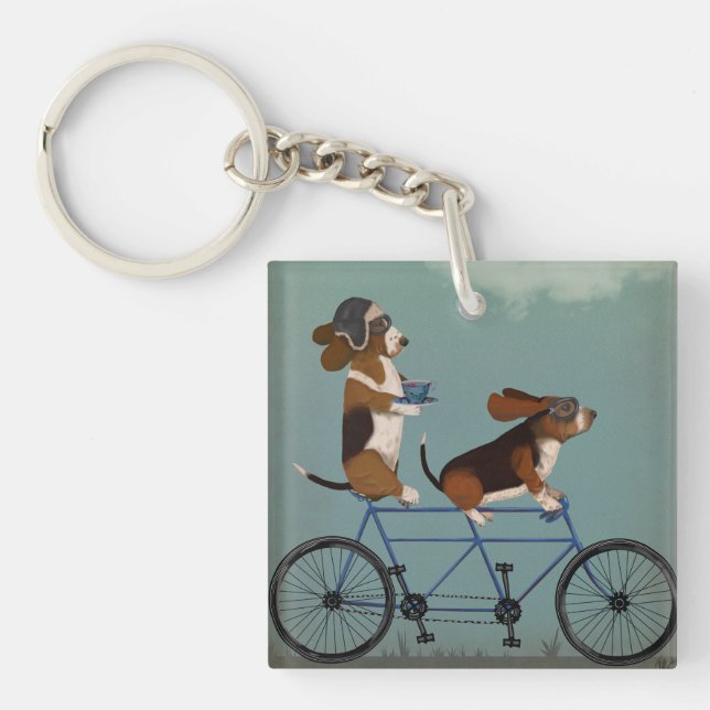 Basset Hound Tandem Keychain (Front)