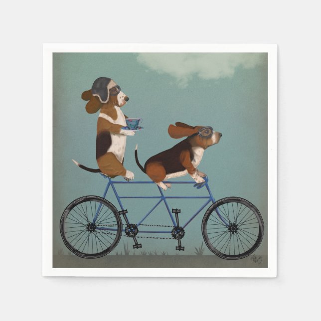 Basset Hound Tandem Napkins (Front)