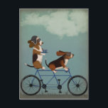 Basset Hound Tandem Postcard<br><div class="desc">Basset Hound Tandem by Fabfunky. Features basset hounds riding a bicycle in a whimsical,  steampunk style. | 192024D</div>