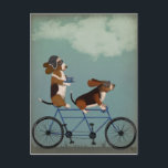 Basset Hound Tandem Postcard<br><div class="desc">Basset Hound Tandem by Fabfunky. Features basset hounds riding a bicycle in a whimsical,  steampunk style. | 192024D</div>