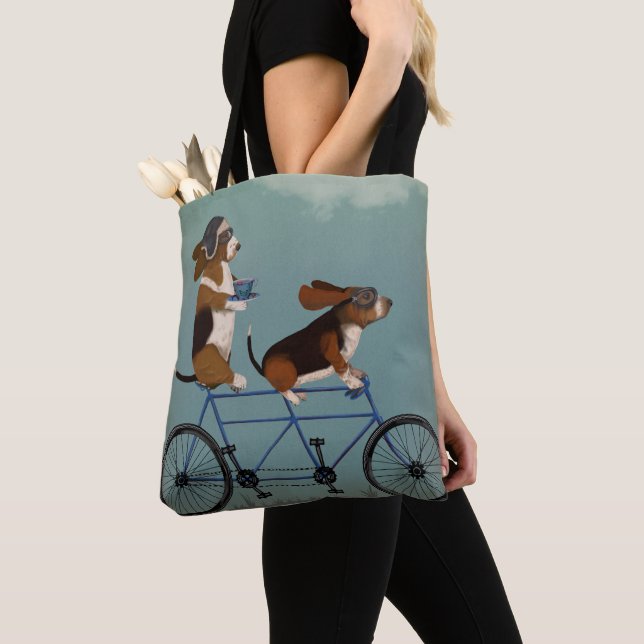 Basset Hound Tandem Tote Bag (Close Up)