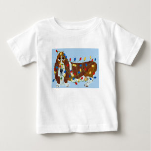 Basset Hound Tangled In Christmas Lights Baby T-Shirt