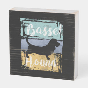 Basset Hound Tee - Vintage Retro Basset Hound Dog Wooden Box Sign