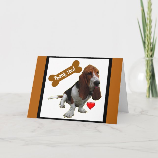 Basset Hound, Thank You Holiday Card (Front)