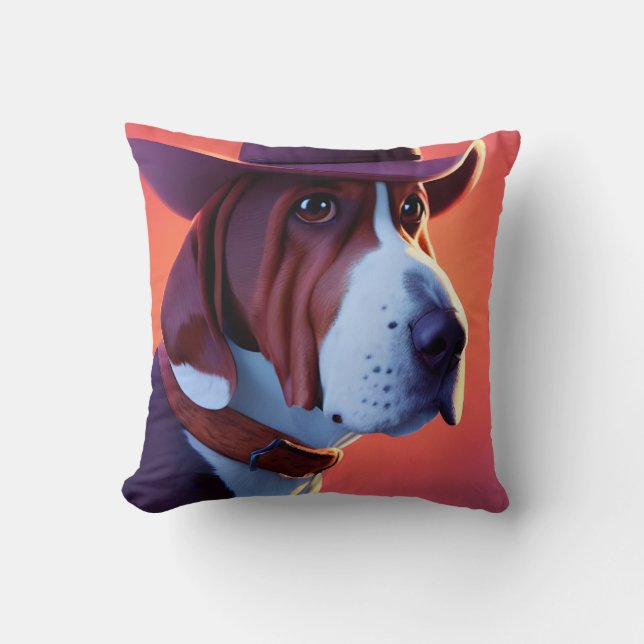 Basset Hound Throw Pillow (Front)