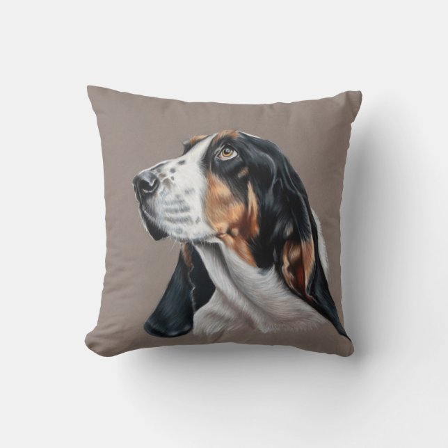 Basset Hound Throw Pillow (Front)