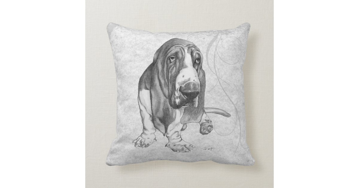 Multicolor Early Kirky Basset Hound Eating Doughnuts Throw Pillow 16x16 