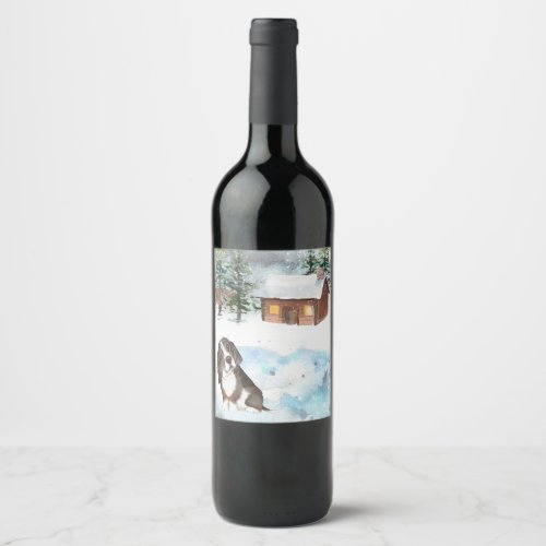 Basset Hound Tri Wine Label