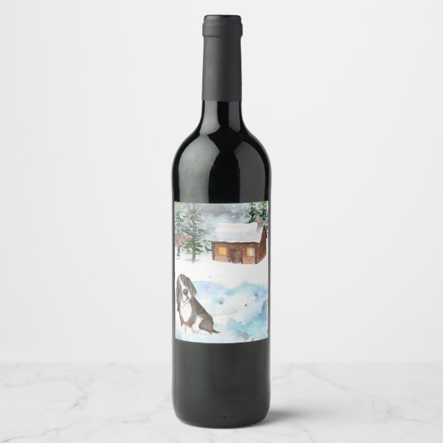 Basset Hound (Tri) Wine Label (Front)