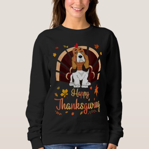 Basset Hound Turkey Costume Heart Happy Our Thanks Sweatshirt