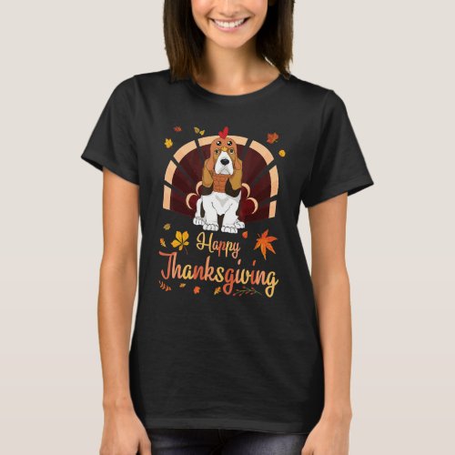 Basset Hound Turkey Costume Heart Happy Our Thanks T_Shirt