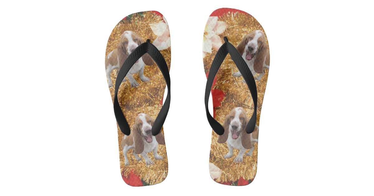 Basset Hound Ugly Christmas Sweater Flip Flops Zazzle