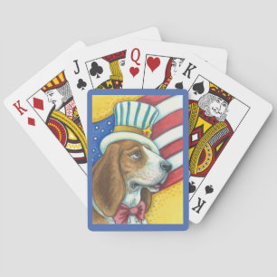 BASSET HOUND UNCLE SAM, DOG PLAYING CARDS