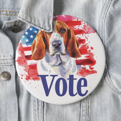 Basset Hound US Elections Vote for a Change Button