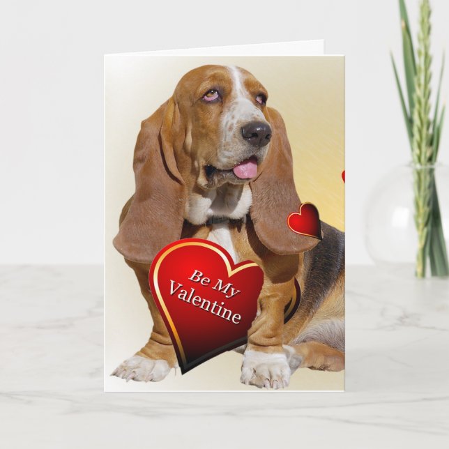 Basset Hound Valentine cards (Front)