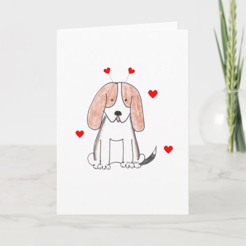 Basset Hound Valentine Ears Holiday Card