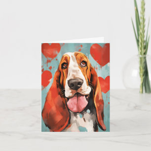 Basset Hound Valentines day Card