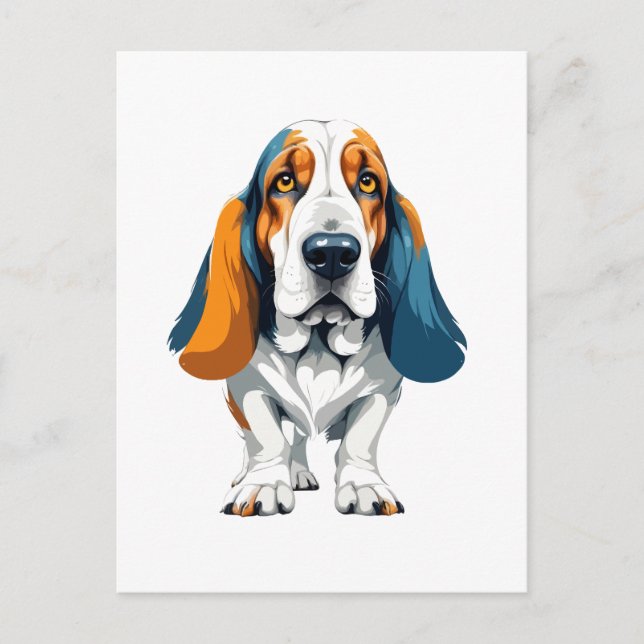Basset Hound Vector Art with Vibrant Colors Postcard (Front)