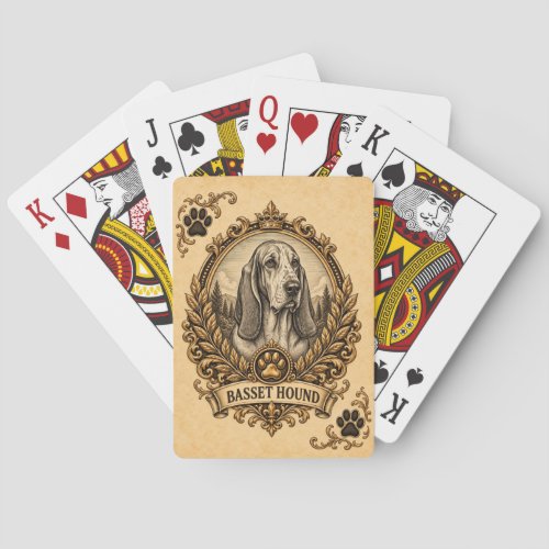 Basset Hound, Vintage Heritage Dog Poker Cards