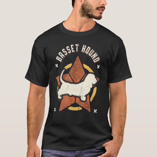 Basset Hound Vintage Retro Classic Dog T-Shirt (Front)