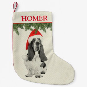 Basset Hound Vintage Style Small Christmas Stocking
