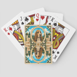 Basset Hound, Vintage Watercolor Dog Art Poker Cards