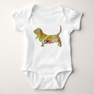 Basset Hound Watercolor Baby Bodysuit