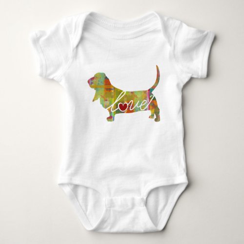 Basset Hound Watercolor Baby Bodysuit
