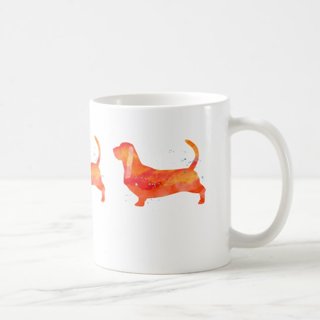 Basset Hound Watercolor Design Coffee Mug (Right)