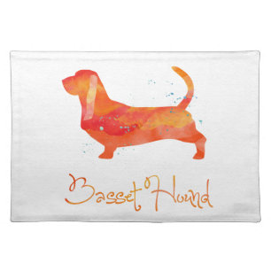 Basset Hound Watercolor Design Placemat