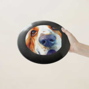 Basset hound watercolor portrait Wham-O frisbee