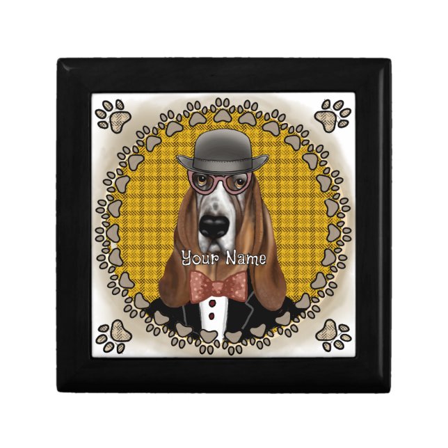 Basset Hound wearing glasses Gift Box (Front)