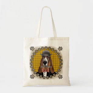 Basset Hound wearing glasses Tote Bag