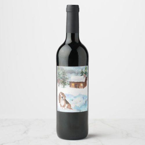 Basset Hound Wine Bottle Label