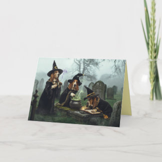 Basset Hound Witch Halloween Card