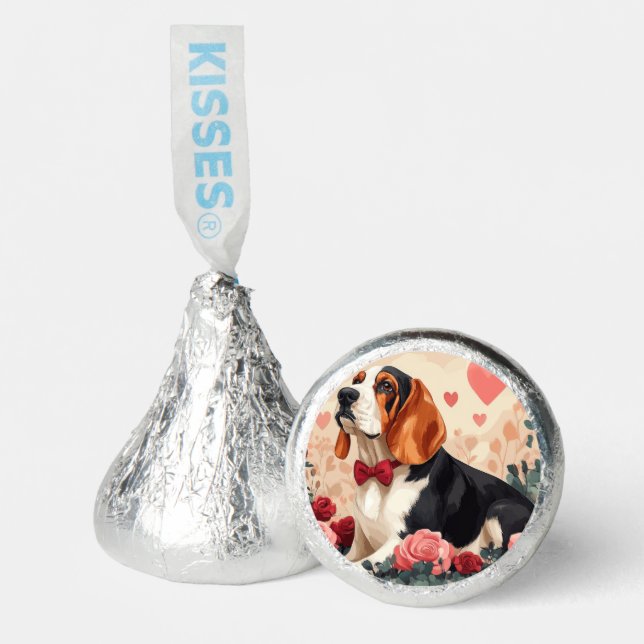 Basset Hound with Roses - Valentine's Day  Hershey®'s Kisses® (Front)