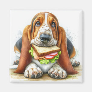 Basset Hound with Sandwich Magnet