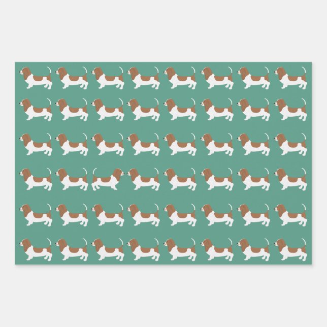 Basset Hound Wrapping Paper Sheets (Front)