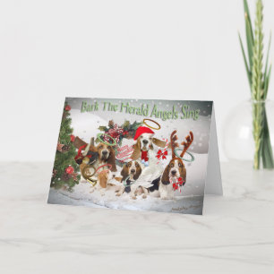 Basset Hound Xmas Bark Herald Angels card