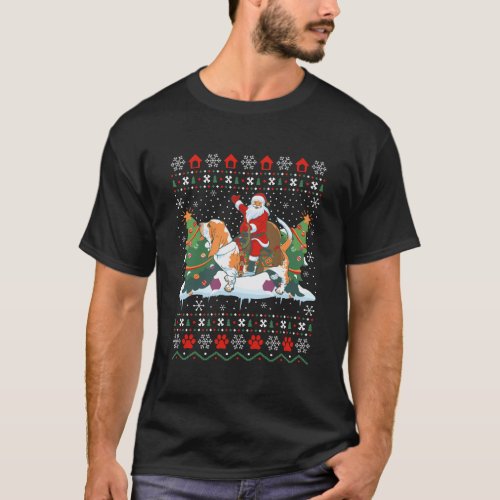 Basset Hound Xmas Gift Santa Riding Basset Hound C T_Shirt