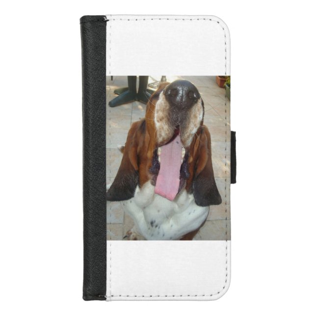 basset_hound yawning iPhone wallet case (Front)
