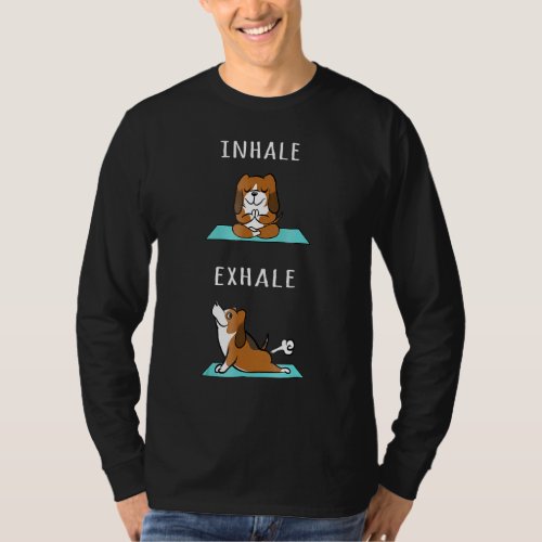 Basset Hound Yoga Inhale Exhale Funny Dog Cute T_Shirt
