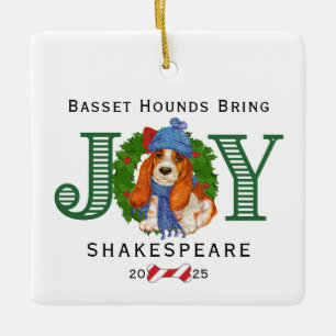 Basset Hounds Bring Joy Ceramic Ornament
