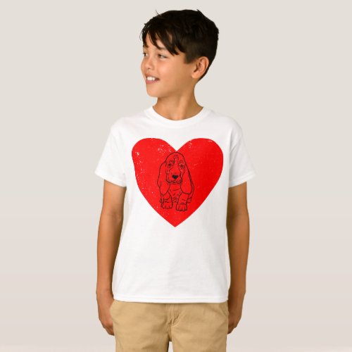 Basset Hounds Hearts Love Dog Lover Valentines Day T_Shirt