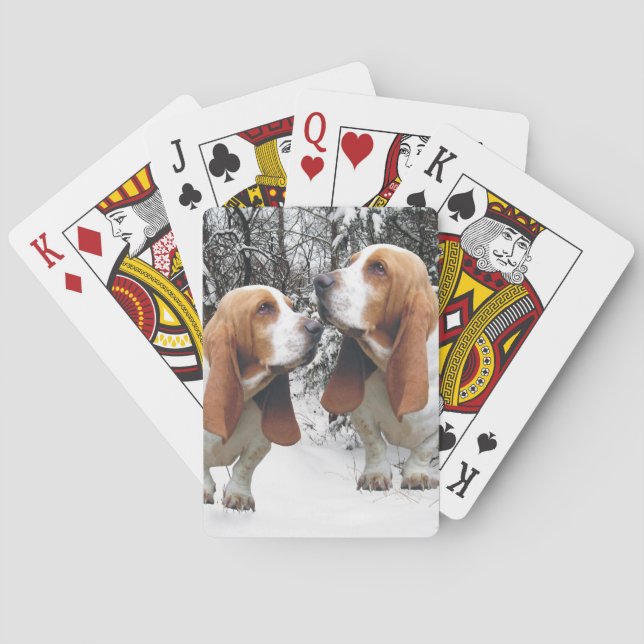 Basset Hounds in the Snowy Woods Poker Cards (Back)