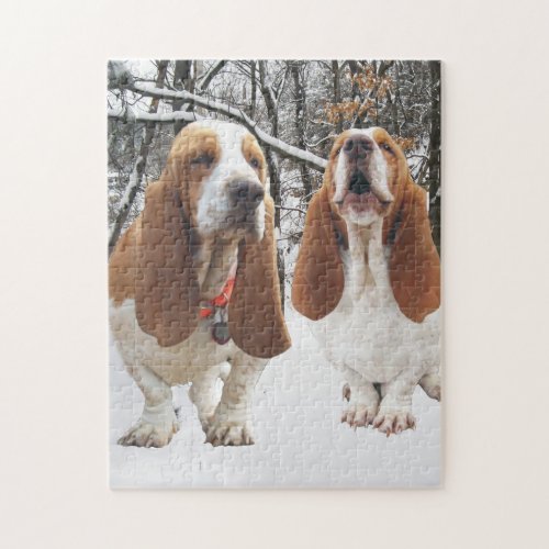 Basset Hounds in the Woods Jigsaw Puzzle