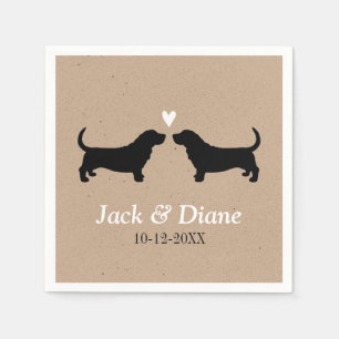 Basset Hounds Wedding Couple with Custom Text Paper Napkins