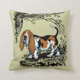 basset illustration throw pillow